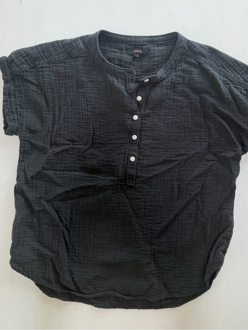 Quince Black 100% Organic Cotton Top Women’s Large Excellent Condition